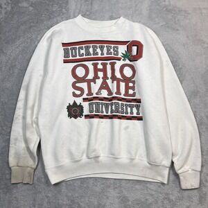 Vintage Ohio State Buckeyes Sweatshirt Men XL White Galt Sand Stained Paint READ